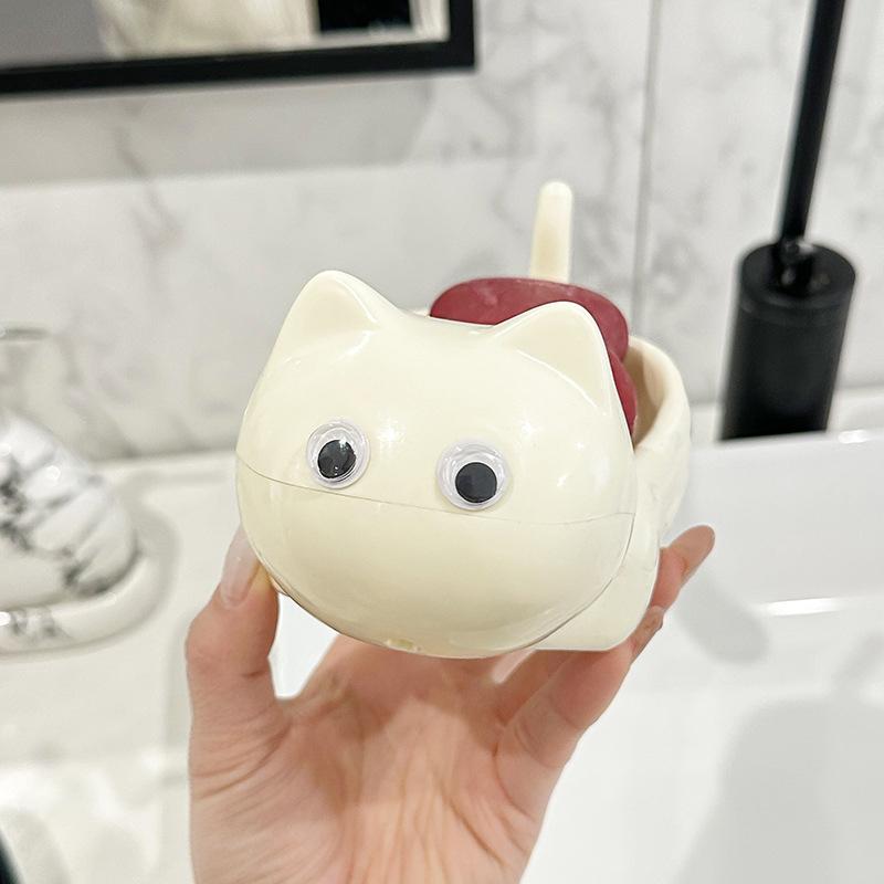 Cartoon Cute Cat Bathroom Soap Box Creative Cat Soap Box Drainage Toilet Rack Cute Soap Fat Rack Bathroom Decoration