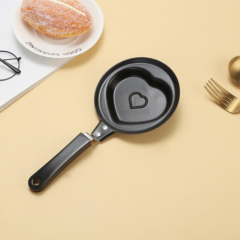 Mini Egg Fry Kitchen Supplies Breakfast Love Pan Pancake Pan Heart Omelette Pan Jarhead Without Pot Cover Cast Iron Black Items