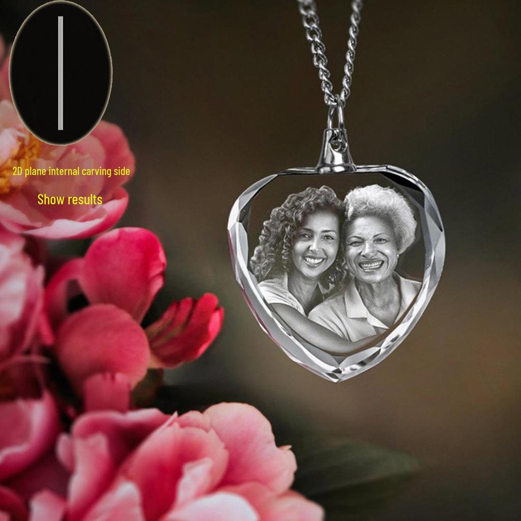 Custom 3D Laser Engraved Crystal Pendant: Portrait & Pet Design Gift