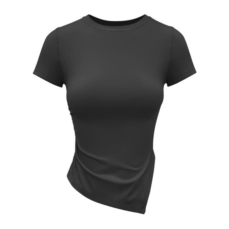 

Женская летняя быстросохнущая футболка с плиссировкой и разрезом для йоги и фитнеса Extra Large