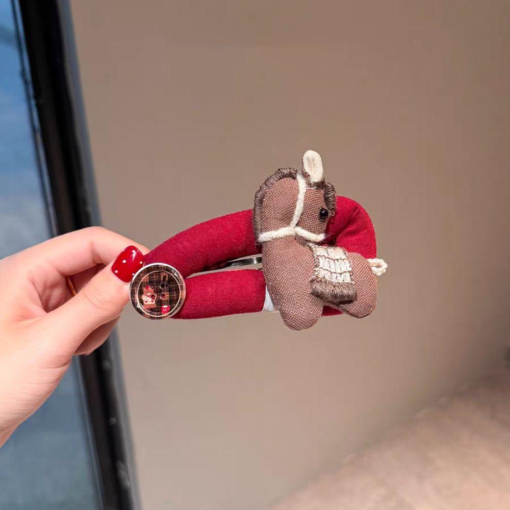 Hair Wear New Year Hair Clip Funny Horse Doll Side Clip Creative Horse Hair Clip  Headwear