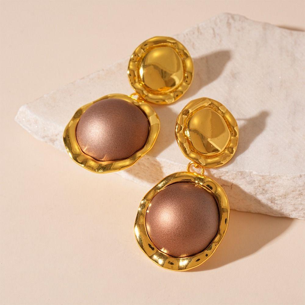 French Style Circular Geometric Earrings Vintage Ladies' Jewelry Silver Needle Earrings  Wedding