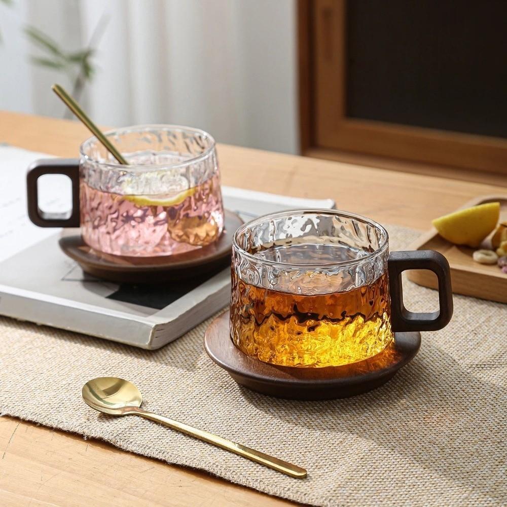 High Temperature Resistant Glass Tea Cups Glacier Pattern Water Cups  Self Driving Trip