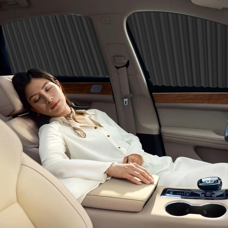 4pcs Magnetic Car Sunshade Cover Summer UV Protection Side Rear Window Curtain Black Mesh Sun Shade Cover Auto Car Accessories