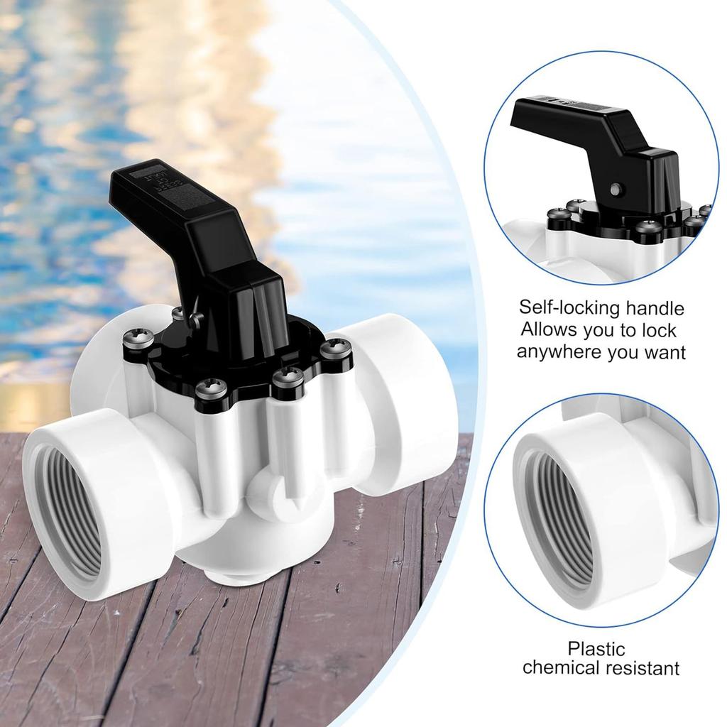 Efficient 3 Way Pool Valves Pool Diverter Valves Pool Management Kit Threaded Pool Replacement Valves for Pools and Spas