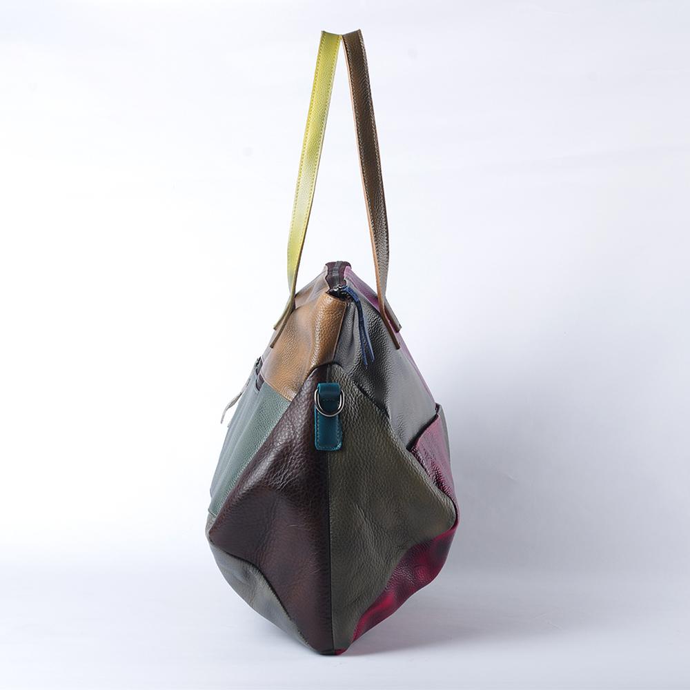 Retro myk ekte skinnveske for kvinner  skinn skulderveske  casual crossbody  stor kapasitet  fargekontrast