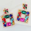 Vibrant Color Geometric Square Earrings, Hollow Openwork Statement Dangles for Trendy Women