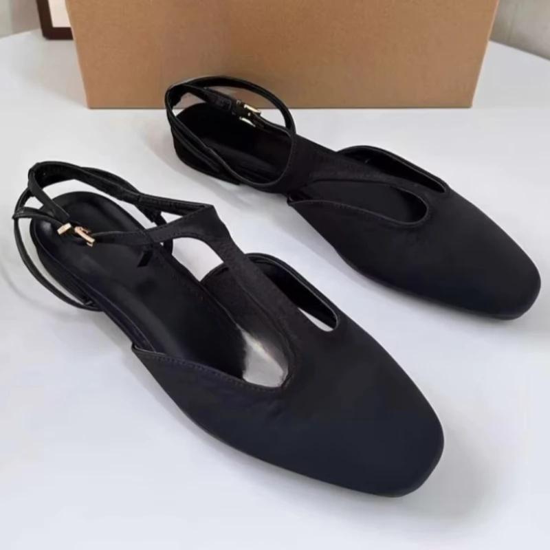 High Quality Women's Ballet Flats Butterfly Knot Decoration Summer Footwear Square Head Mary Jane Dance Female Barefoot Shoes