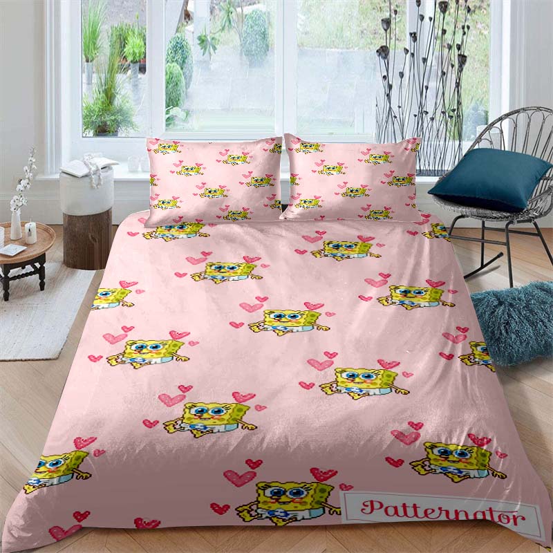 A Variety of SpongeBob SquarePants Patterned Bedding Sets, Soft Duvet Covers and Pillowcases, Suitable for Teenagers, Children a