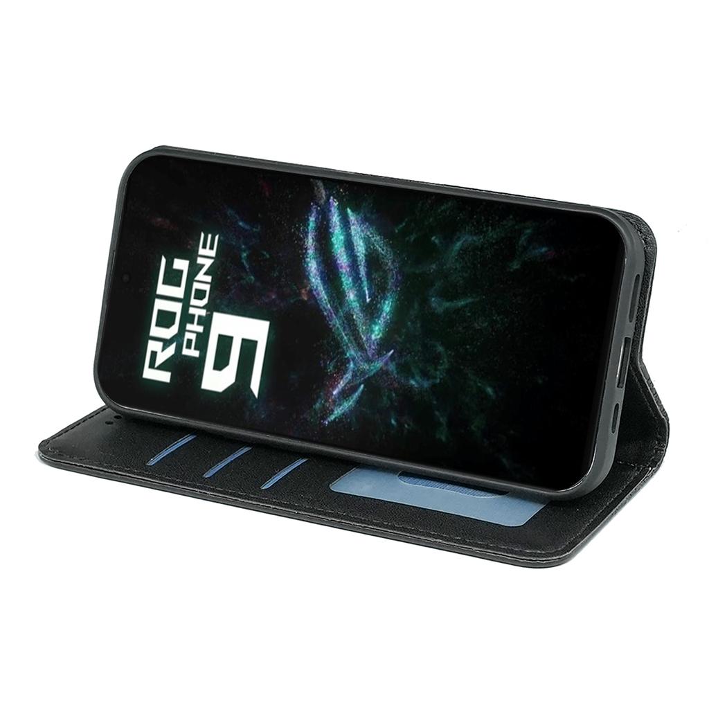 For Asus ROG Phone 9 5G Wallet Phone Case Strong Magnetic Checkered Pattern Imprint Leather Flip Cover