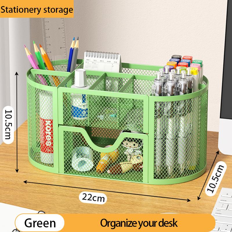 1PCS Desk Organizer Pen Holder MeshPencil Holder Large Capacity MetalDesktop Storage Box for Office andSchool Supplies