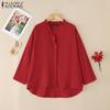 ZANZEA Women Casual V-Neck Solid Color Loose Long Sleeve Cotton Blouse
