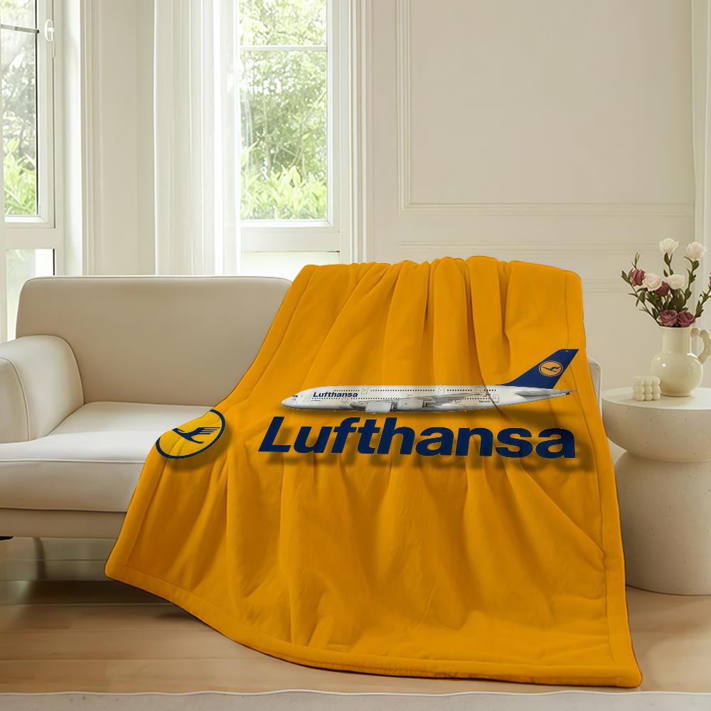 

Fashion print L-Lufthansa Blanket For Sofa Office Bed Plane Travel Sleep Read Relax Camping Soft And Warm 30x40in
