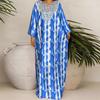 Oversized Women V Neck Long Sleeve Floral Print Casual Loose Maxi Kaftan Dress Robes