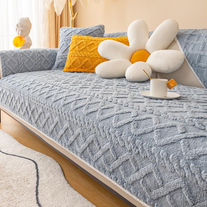 Winter Plush Sofa Cushion  Winter Thickened Non-Slip Seat Cushion Simple Modern Flannel Sofa Cover