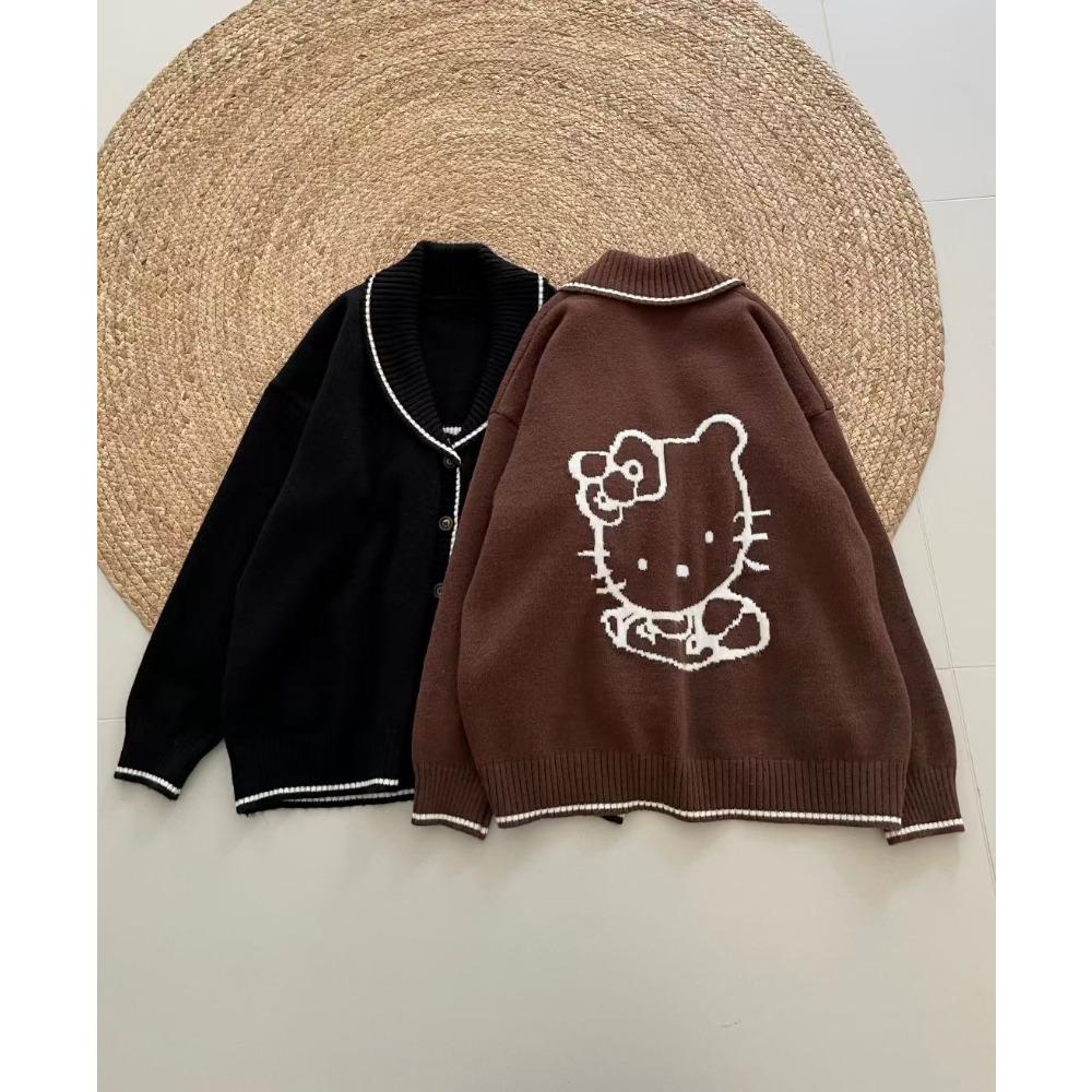 DIMANAF 2025 Autumn Sweaters Cardigan Women Pattern Printing Buttons Sweaters Knitting Loose Sweater