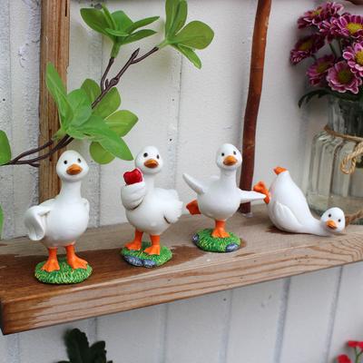 4 Pièces Mignons Canards Mini Statue Jardin Micro Paysage Ornements Maison Bureau Ferme Accessoires de Jardinage Décoration Figurine Animale