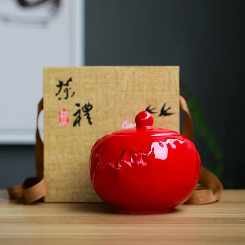 Для селадонового чайника Керамическая банка для конфет, орехов, кофейных зерен, герметичная с крышкой, с цветочным рисунком, для хранения пуэра, пищевой контейнер