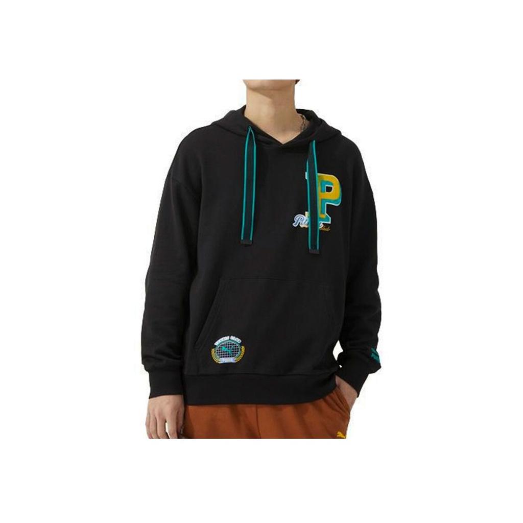 Puma Letter Print Drawstring Hooded Casual Long Sleeve American Vintage Sweatshirt Unisex Sweatshirt Black 625801-01