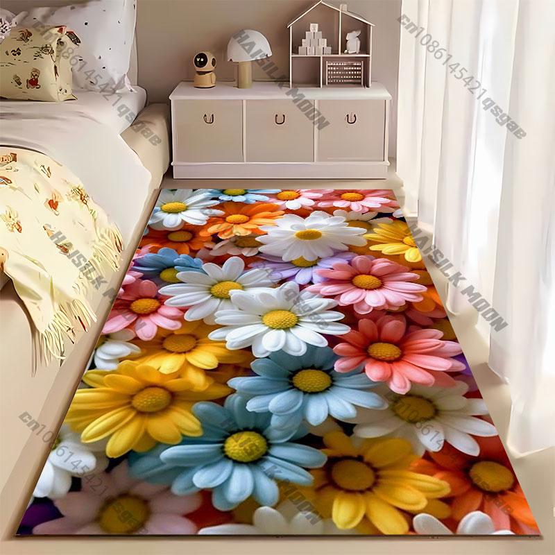 Colorful Daisies In Full Bloom Carpet Yoga Living Room Room Decor Children's Crawling Mat Doormat Area Rug Games Mat