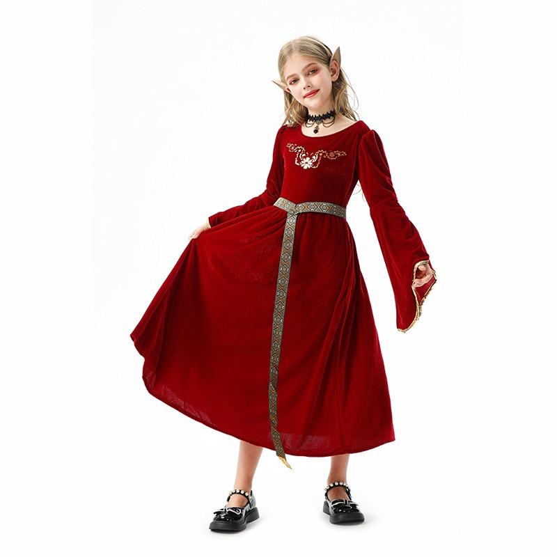 Halloween Children's Costumes Renaissance Medieval Dresses Children's Vintage Court European Girls Farm