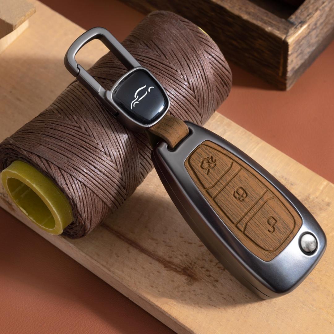 

Чехол для автомобильного ключа с 3 кнопками для Ford Ranger C-Max S-Max Focus Galaxy Mondeo Transit Tourneo Custom Keychain Protector Ford коричневый