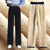 Fashion Plus Fluwelen Warme Wijde Pijpen Broek Herfst Winter Hoge Taille Rechte Losse Verdikte Bodem Damesbroek