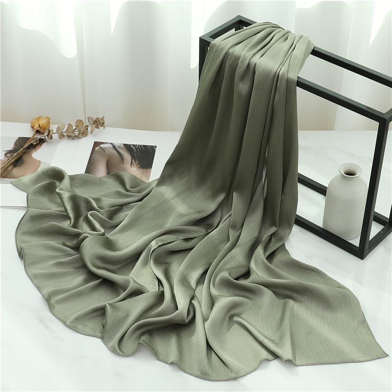 Headscarf Solid color silk scarf Basic versatile scarf Women's smooth crepe travel scarf Xizang travel shawl