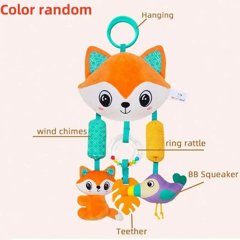Crib Hanging Rattles Toys Baby Toys Cartoon Animal Spiral Hanging Toy with Ringing Bell Stroller Car Toys for Infant Newborn