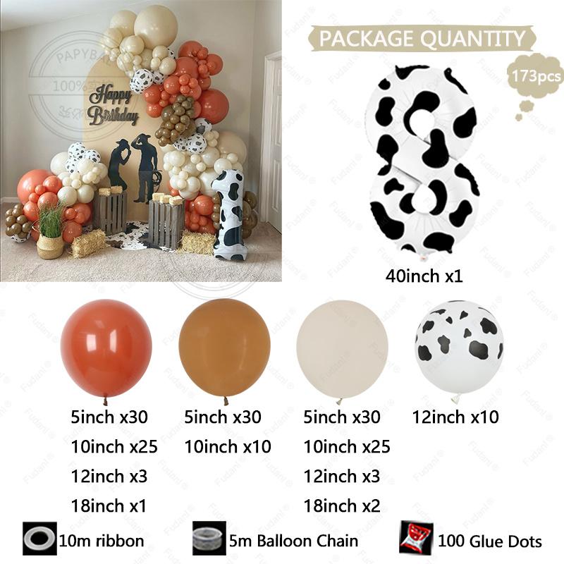 173pcs Coral Caramel Balloon Garland Cowgirl Baby Shower Farmyard Birthday Gender Reveal Globos Bride To Be Wedding Decoration