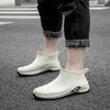 Men's Waterproof Non-slip Ankle Rain Boots with Cotton-padding, Solid Color for Kitchen & Car Wash Use
