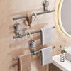 Punch-free No-Drill Towel Bar Cream Style Bathroom Hanging Rod Suction Cup Towel Rack  Wall Mounted