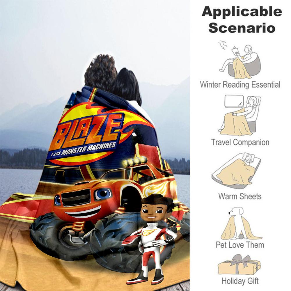 1pc Monster Machines Blaze Outdoor Blanket Lightweight Flannel, Soft & Warm, All-Season Use for Sofa, Outdoor, Camping, Living Room, Office062