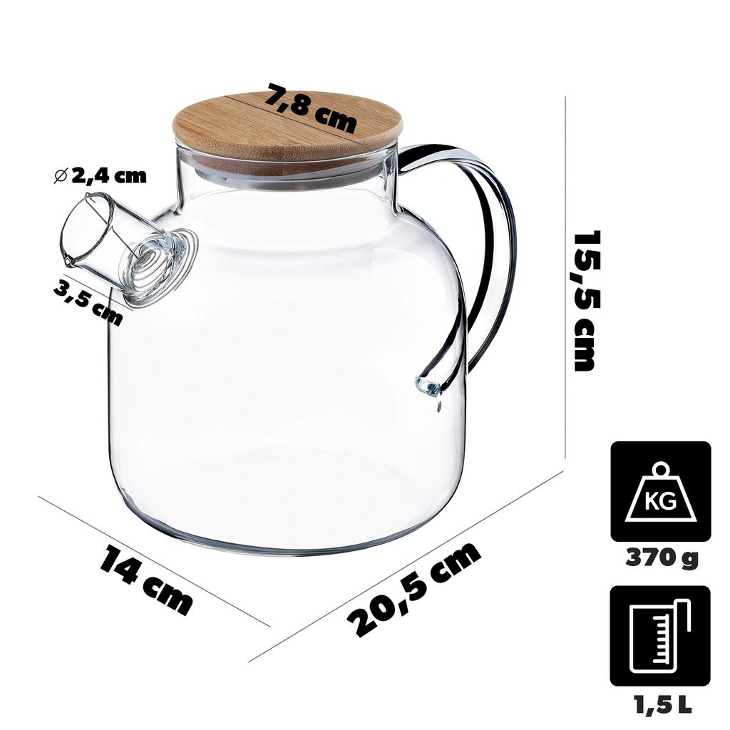 KADAX Dzbanek Szklany 1,5L Z Pokrywą Spiralą Do Herbaty Wody Kompot Zaparzacz