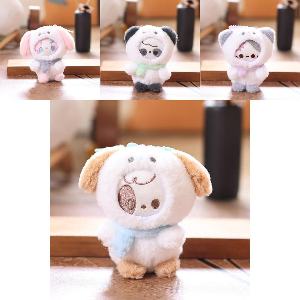 Cute Cat Dog Rabbit Panda Snowman Plush Keychain With Scarf For Bag Decor And Gifts
