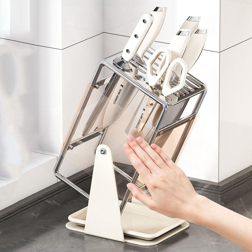 Anti-slip Stainless Steel Cutter Holder Rotatable Chopstick Bucket for Home