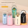 New Large-Capacity Insulated Cup with Straw, Stylish Water Bottle with Portable Handle, Big Stainless Steel Bottle