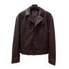 Original European and American fashion men's lapel leather jacket, black simple short coat/retro tooling style