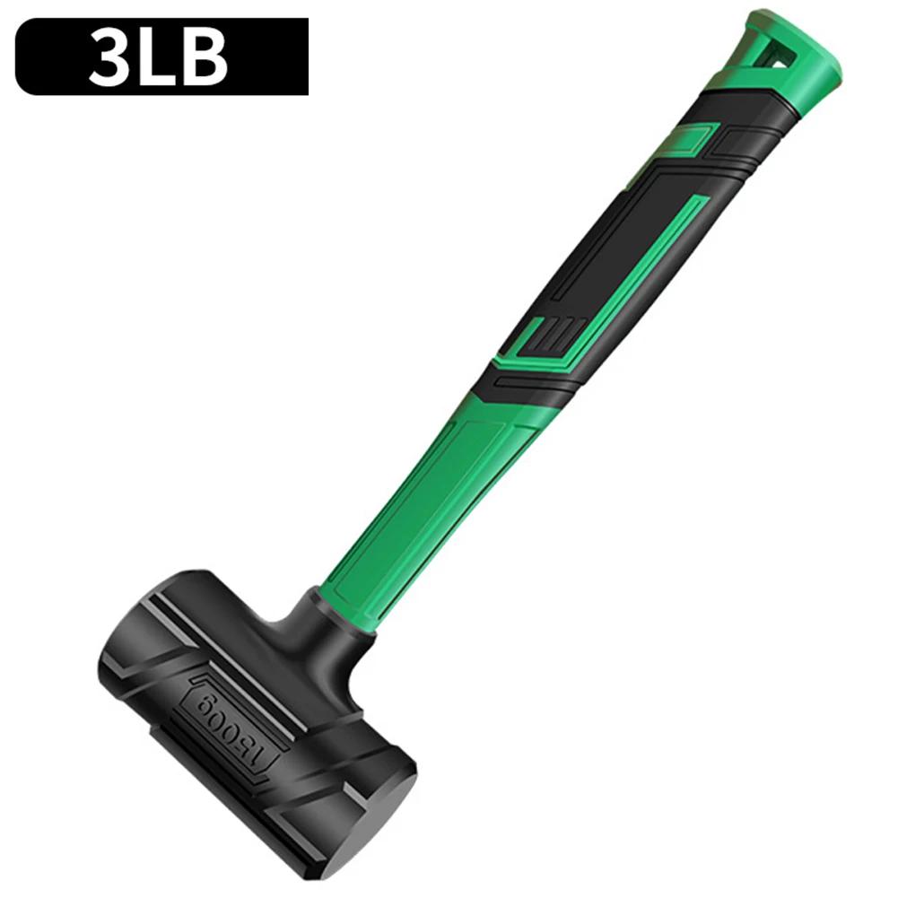 Non-elastic Rubber Hammer Half Hole Flat Top Black Installation Leather Hammer Hand Tools Power Tool Accessories