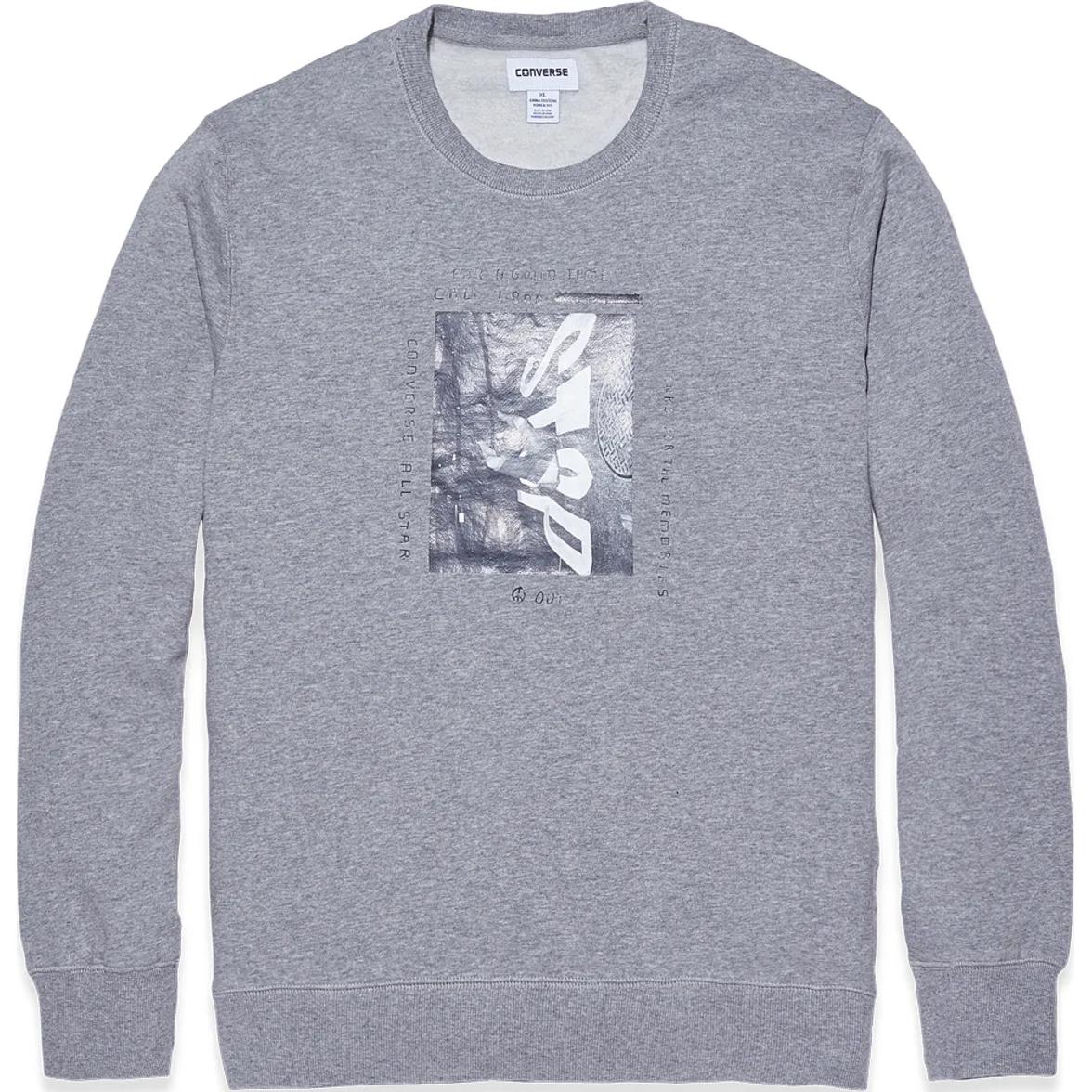 Converse Sweatshirts Men s Gray Crew Neck Moderate 10002151-A02 95