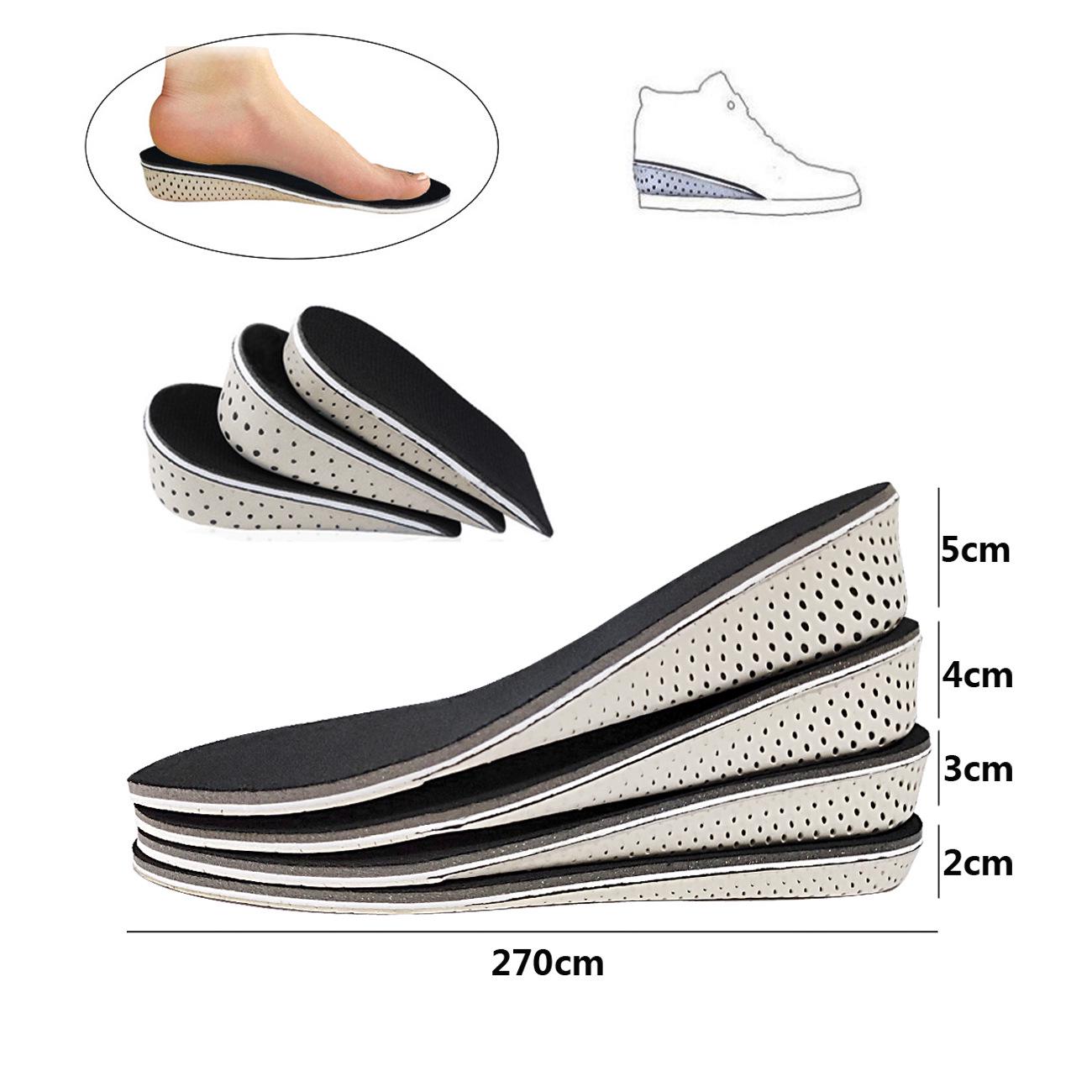 

EVA Hidden Height Increasing Insoles: 2-5 cm Invisible Sport Comfort Pads for Men & Women Full Pad 3 cm