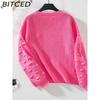 BITCED Solid-Colour Pocket Pullover Women's Knitted Sweater Autumn/Winter Fashion Knit Top