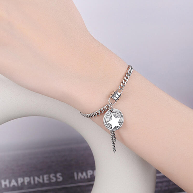 925 Sterling Silver Star Drop Chain Bracelet B191 Sterling Silver Bracelet