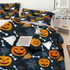 Halloween Quilt Cover Set Pumpkin Bat Spider Web Holiday Theme Bedding Set 3pcs Set, Fun Halloween Decor Quilt Cover Set
