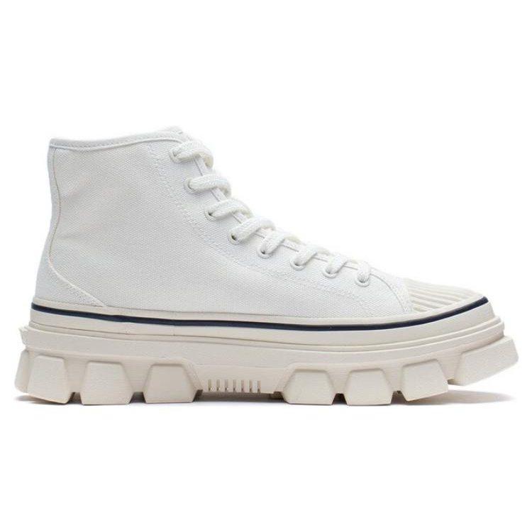 Li Ning CF Tracing Abrasion Resistant High Top Sports Casual Shoes Unisex Cream Gray AGCS206-1
