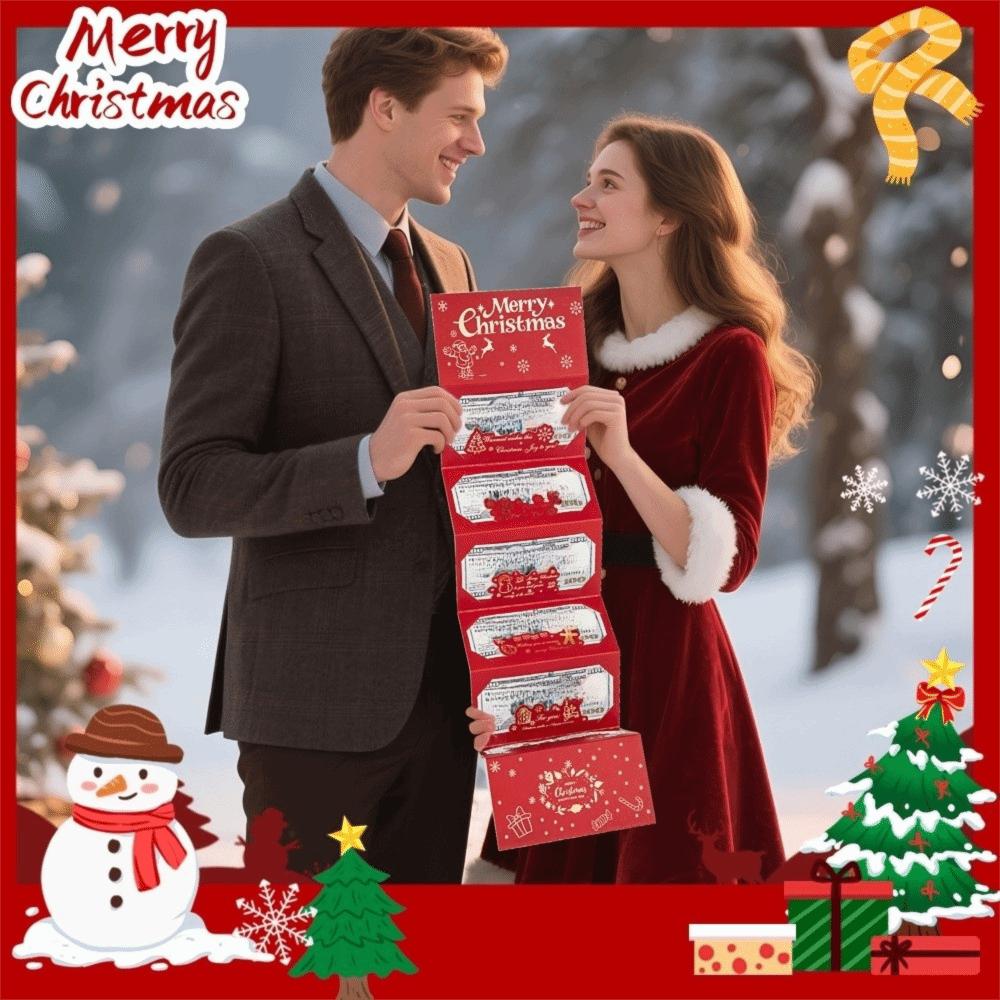 2 Set Red Folding Banknote Card Santa Claus Merry Christmas Decorations for Home