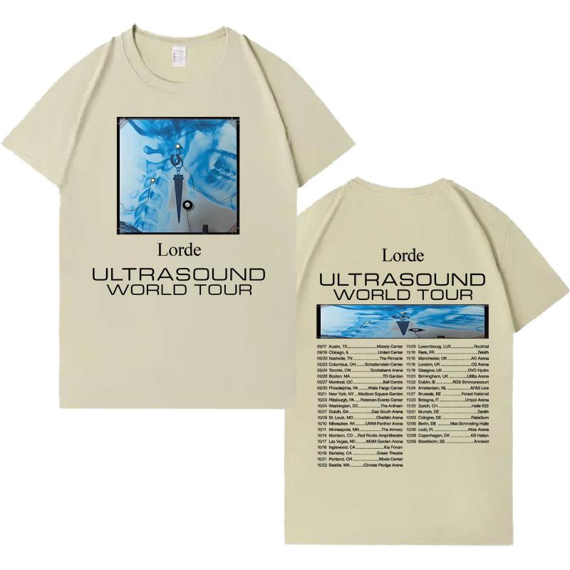 Singer Lorde Ultrasound World Tour Tee Men Women Hip Hop Tshirt Y2K Cotton Harajuku Tshrit High Street Pop Short Sleeve T Shirt