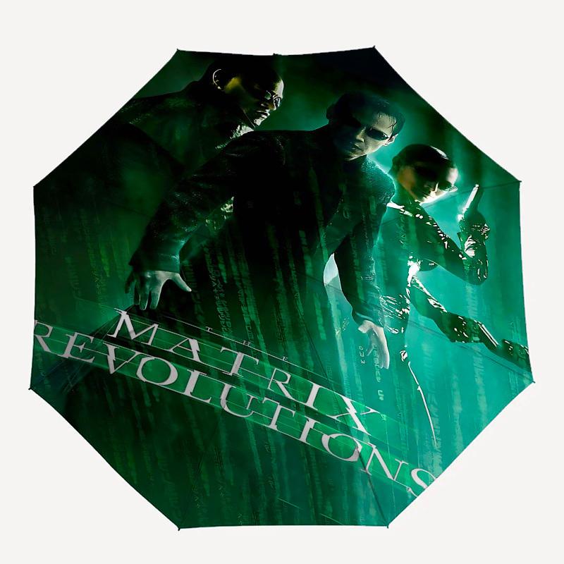 1pc matrix revolutions Automatic Folding Umbrella - Compact 8-Rib Design, Durable Plastic & Iron1448L