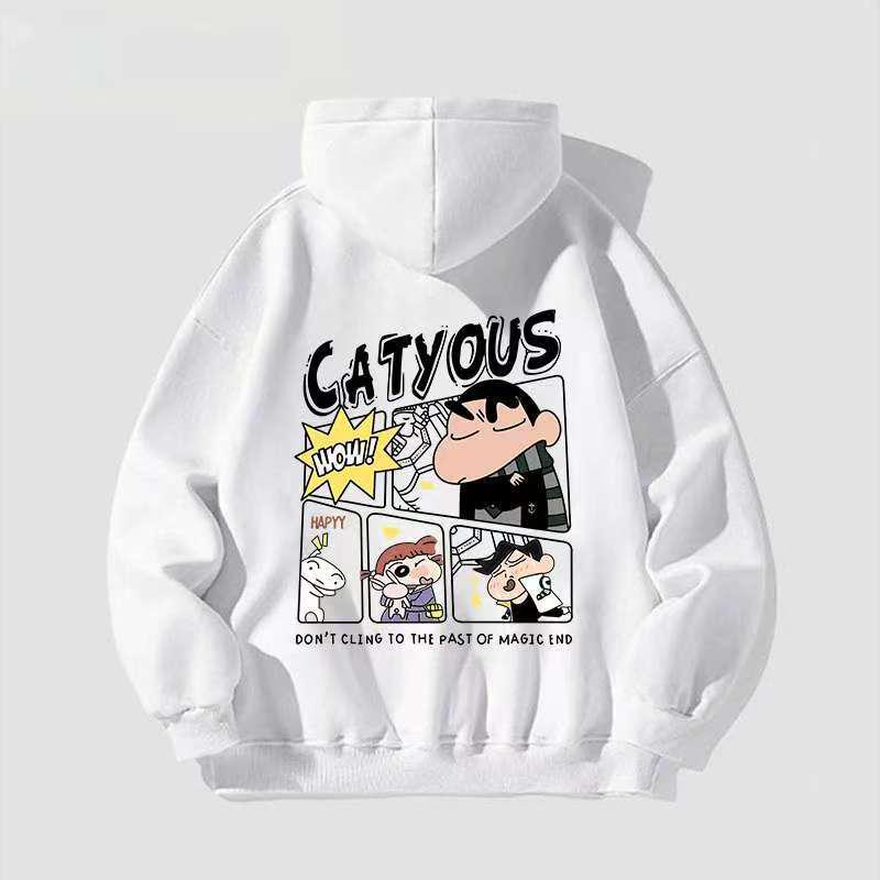

American Crayon Shin-chan Unisex Heavyweight Hoodie - Trendy Autumn/Winter Plus Velvet Loose Fit 4XL