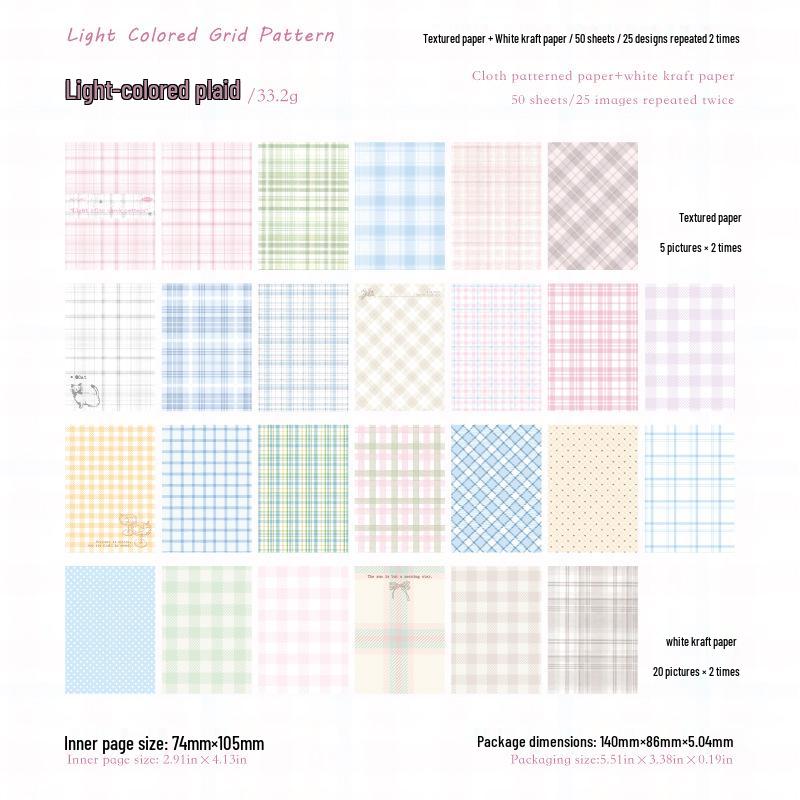 MòMòBái Крафт-бумага Клетчатый узор Легкий ретро Журнал DIY Декоративная основа Бумага